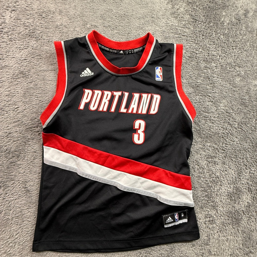 Adidas Basketball Jersey Kids Medium Black Excellent Rasheed Wallace Blazers #3